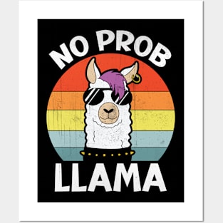 Retro Punk No Prob Llama No Problama Lamaste Lama Lover Posters and Art